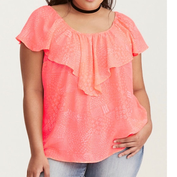 torrid Tops - Torrid Doodle Print Georgette Ruffle Top 2